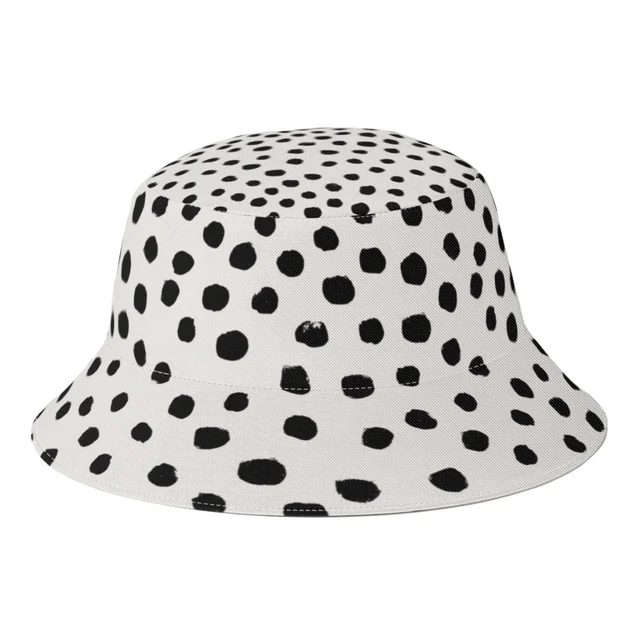 Bucket Hat Polka Dots Black And White Spots Dots Dalmation Animal Spots  Design Women Men Fishing Fisherman Hats Panama Sun Cap
