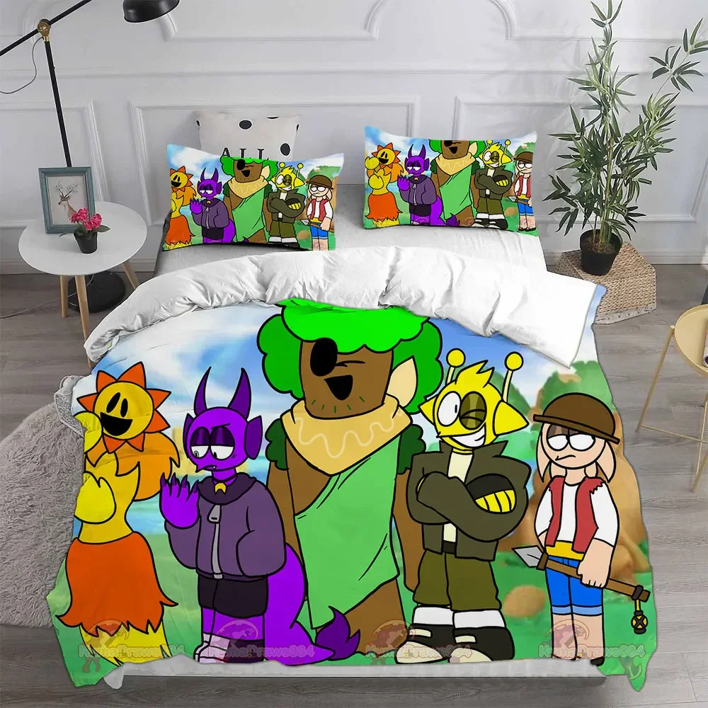 Sprunki Bedding Sets Bed Cover Comforter Duvet Cover Pillow Case 2-3 Pieces Sets Kids Adult Bedroom Decoration