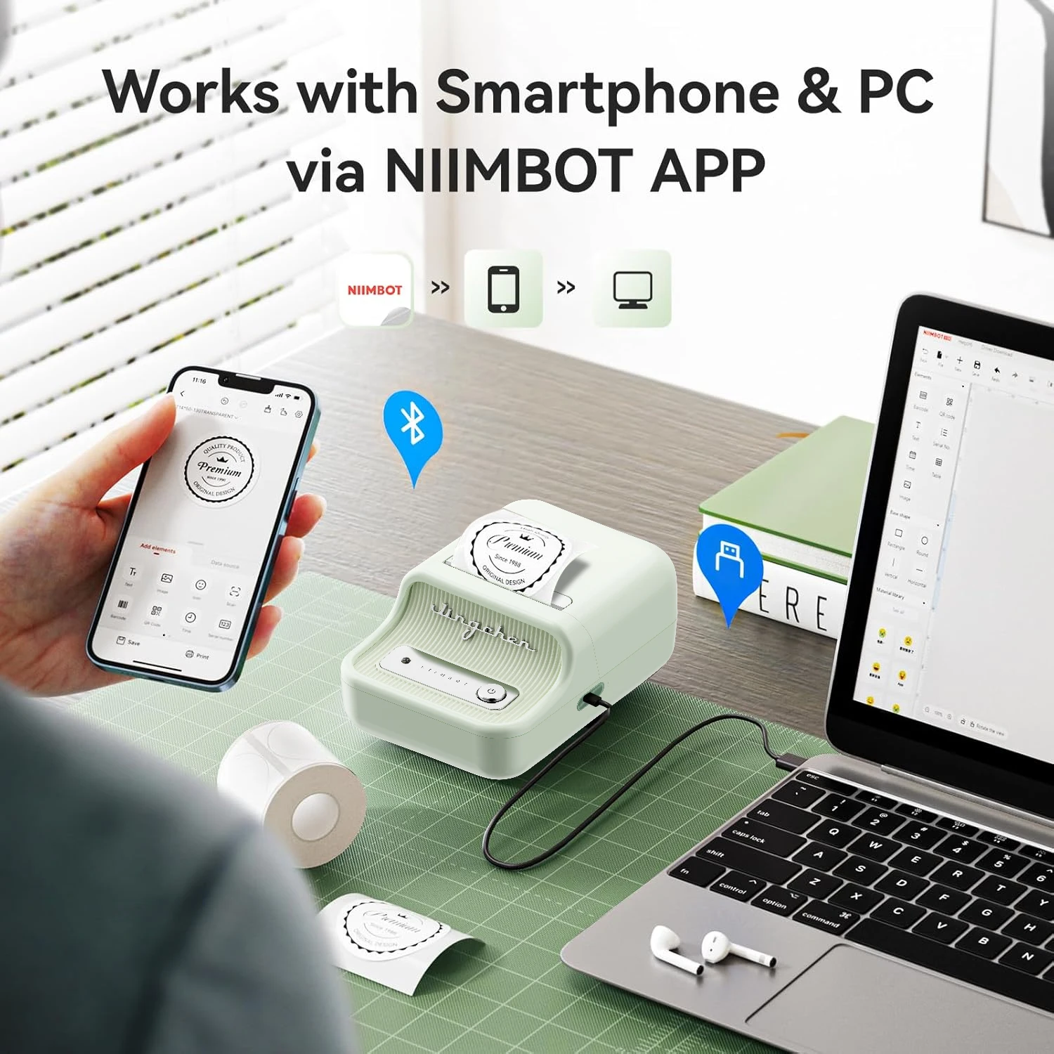 NiiMbot B21 Thermal Label Printer Bluetooth Portable Barcode Label Maker B21Pro Photos Printer Pocket Sticker Labeller
