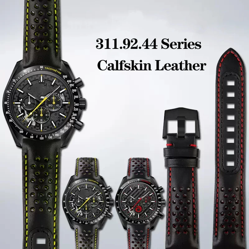 Cinturino In Vera Pelle Da 21Mm Per Omega 311.92 Super Moon Dark Side Apollo Series 311.92.44 Cinturino Per Orologio Traspirante