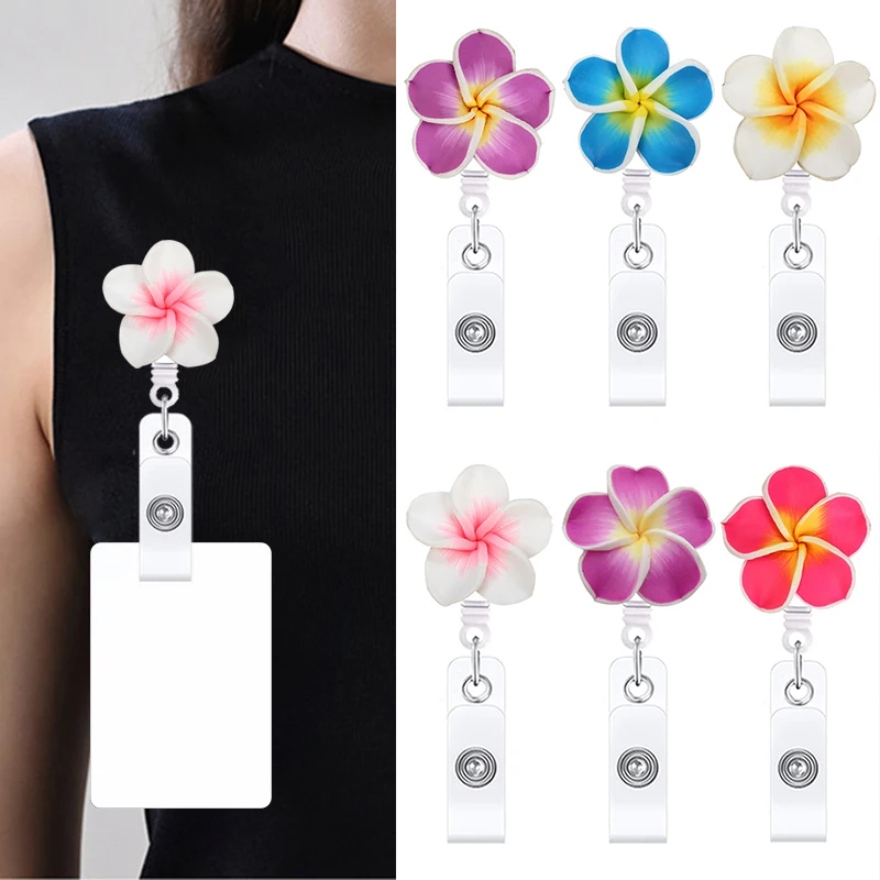 Handgefertigte Abzeichenrolle in Blumenform, Kartenhalter, einziehbarer Ausweis, Abzeichenclip, Büroangestellter, Krankenschwesterbedarf, Namensschild, Abzeichenrollen