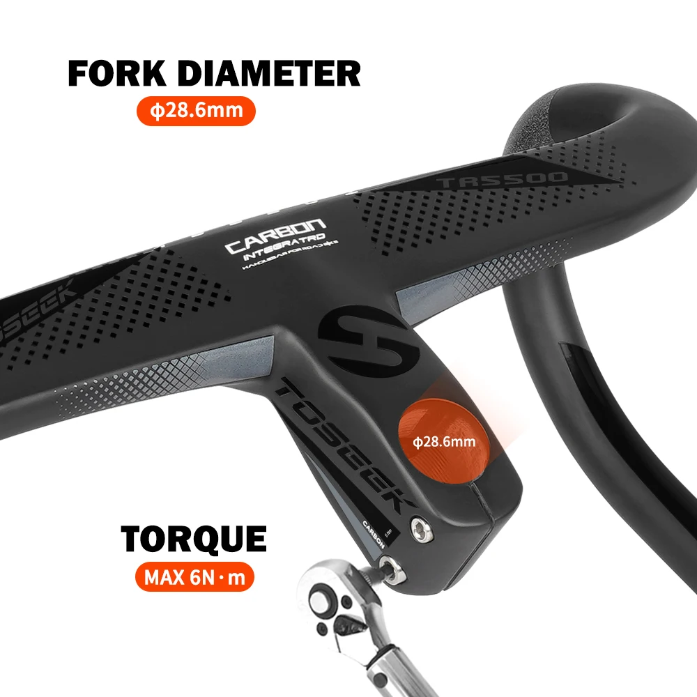 TOSEEK Carbon-Lenker Rennrad-Carbonlenker T700 Integrierter Carbonlenker Di2 Fahrradzubehör Carbon-Dropbar – Detail 11