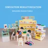 Miniature Furniture Supermarket Rack Display Cabinet 1:12 Dollhouse Refrigerator Cashier Mini Building Block Table Kitchen Toy 1