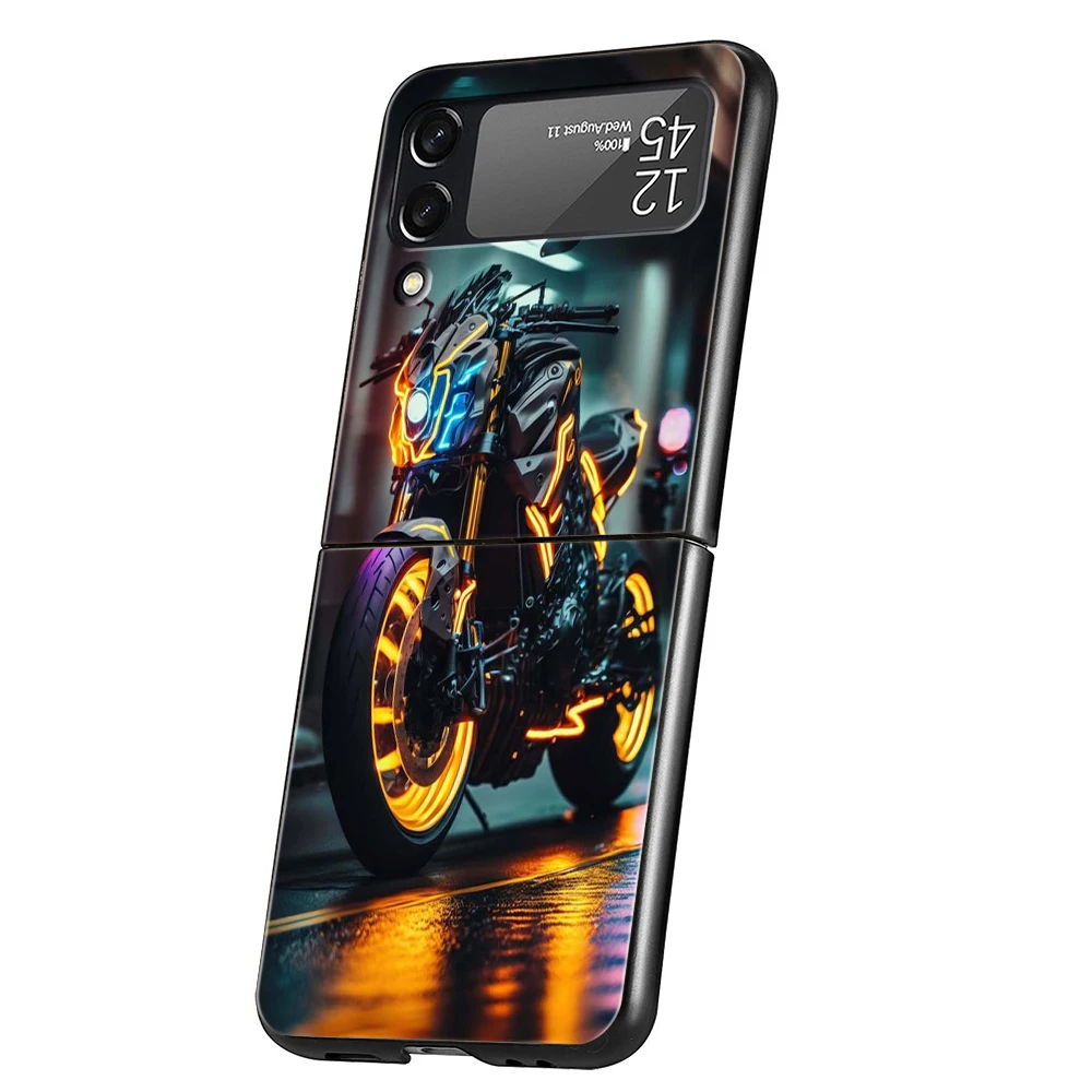 Motorrad Hard PC Handy hülle für Samsung Galaxy Z Flip 5 4 3 schwarze Abdeckung für Galaxy Z Flip 6 faltbare stoß feste Hüllen Fundas – Detail 7