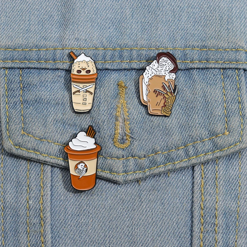 Horror Ghost Boo Kaffee Emaille Pins benutzer definierte Hexen bier Eis Broschen Revers Abzeichen Punk Halloween Zubehör für Freunde – Detail 6