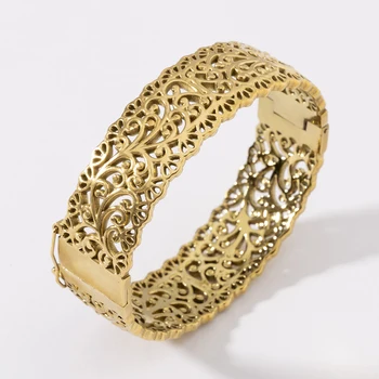 LUIZADA Bracciale vintage placcato oro per donna Bracciale di lusso in acciaio inossidabile per matrimonio africano Nuovo squisito fidanzamento della sposa 1