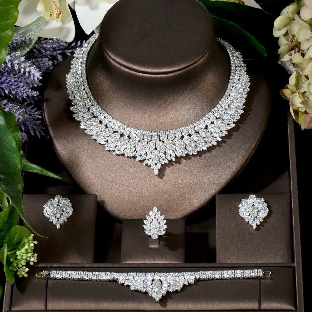 

Fashion 2020 New Fashion White Gold Jewelry Set is Luxury Antique Party Drip Necklace and Earrings Exquisite Jewelry N-1513