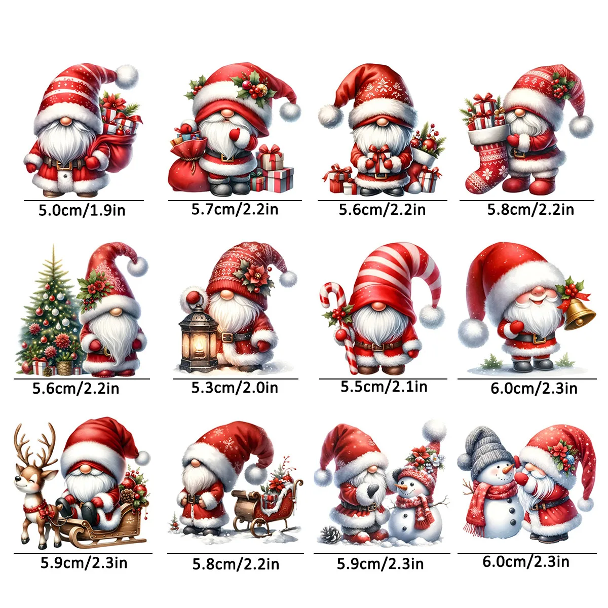 DTF Transfer Sticker 12pcs Christmas Winter Santa Claus Gnome UV DTF Cup Wrap Transfer Sticker Glass Coffee Mugs Decoration Xmas Greeting Cards Decal