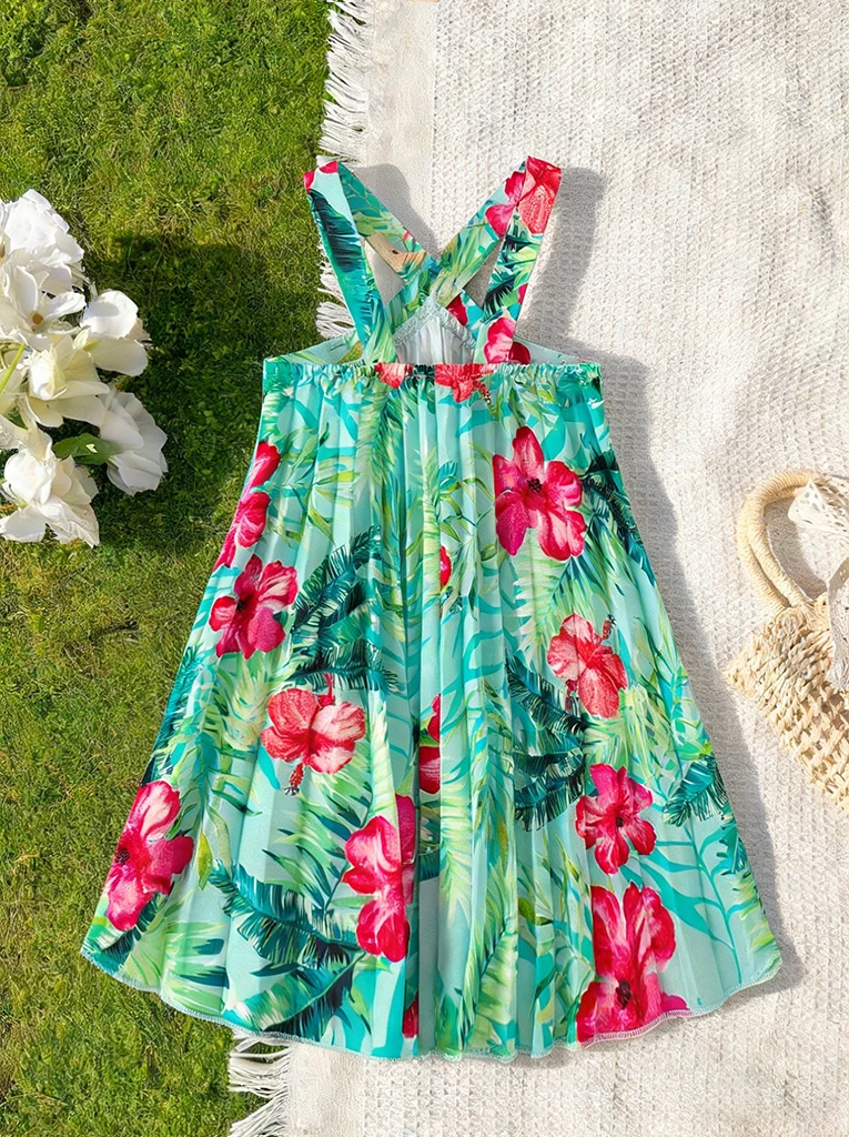 Girls Tropical Strap Dress 3