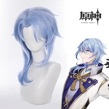 

Game Genshin Impact Kamisato Ayato Cosplay Costume Wig Heat Resistant Synthetic Ayaka Brother Ayato Party Prop Wigs with Wig Cap