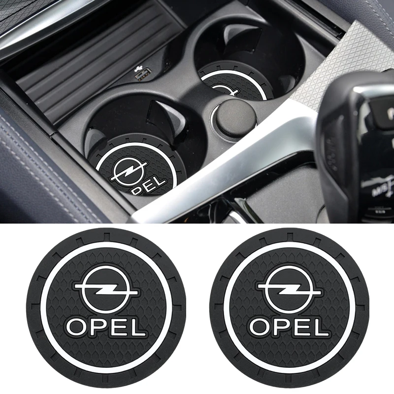 2Pcs Car Coasters Water Cup Slots Non-Slip Mat Water Cup Pad For Opel Astra GTC Insignia Antara Meriva Zafira Vectra Accessories