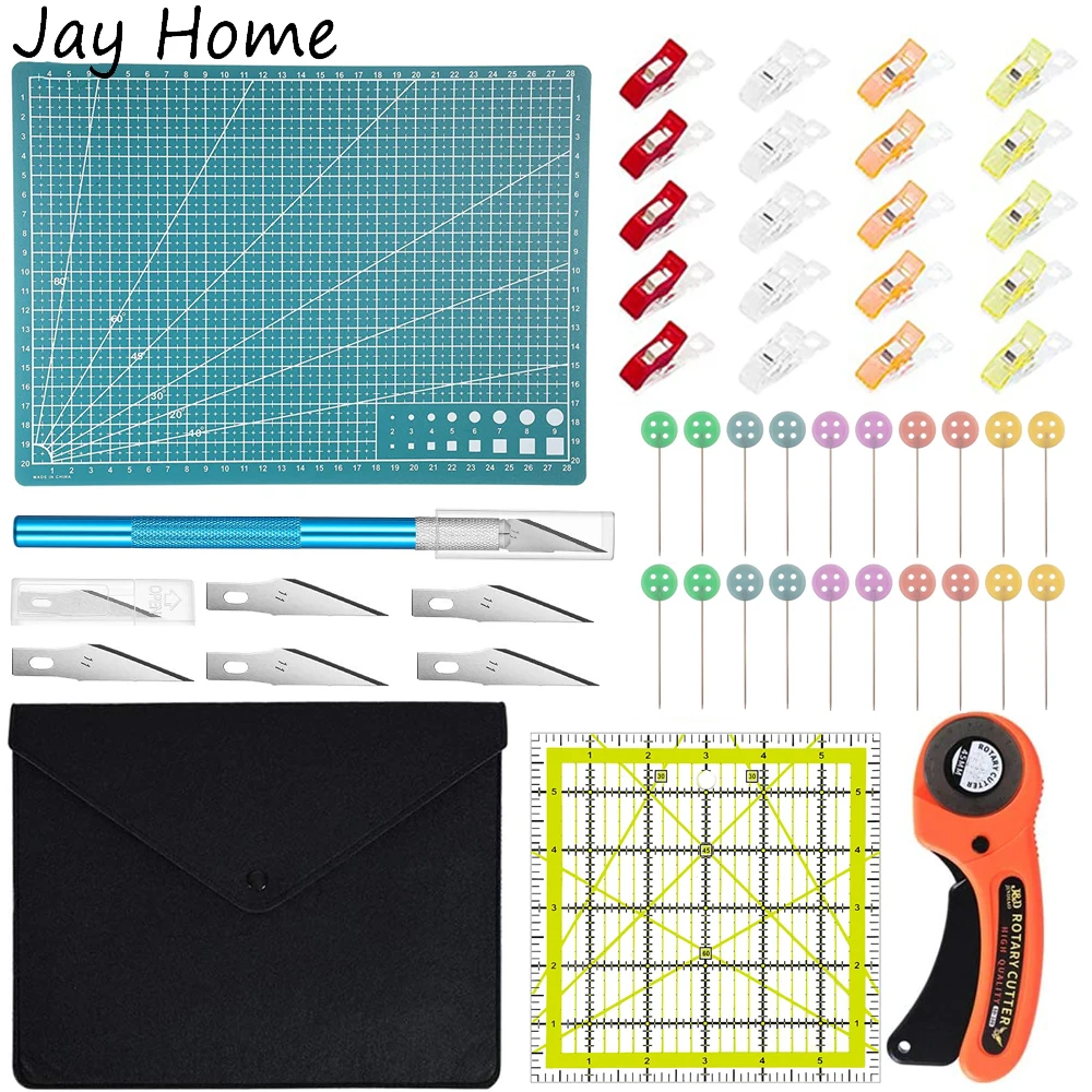 124PCS Rotary Cutter Set for Fabric 45mm Rotary Cutter Tool Kit with