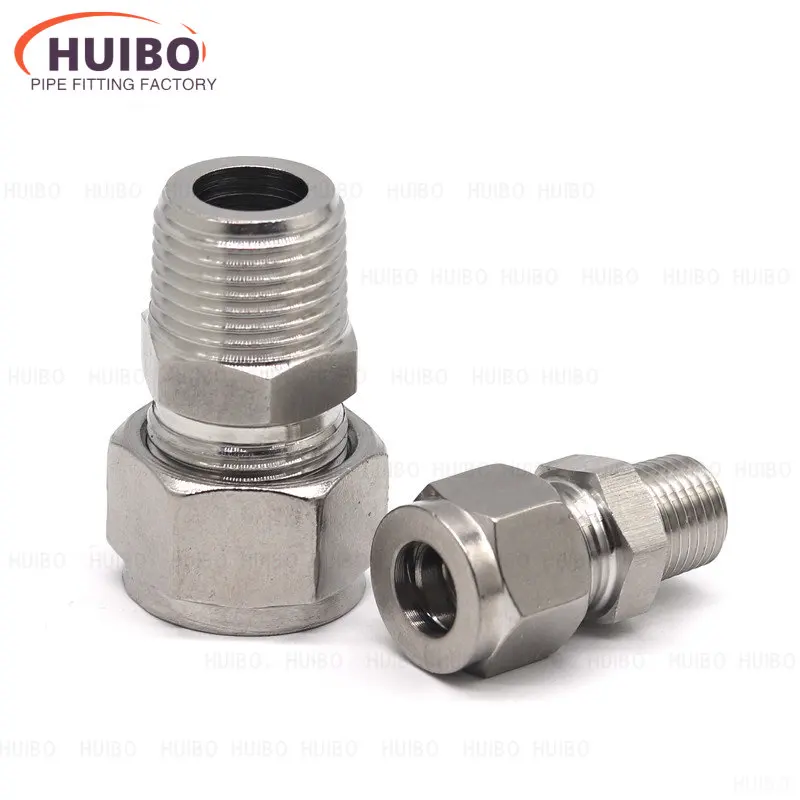 1pcs SS 304 Stainless Steel Pipe Fitting Double Ferrule Ring Compression Connector 6mm~25mm Tube to 1/8