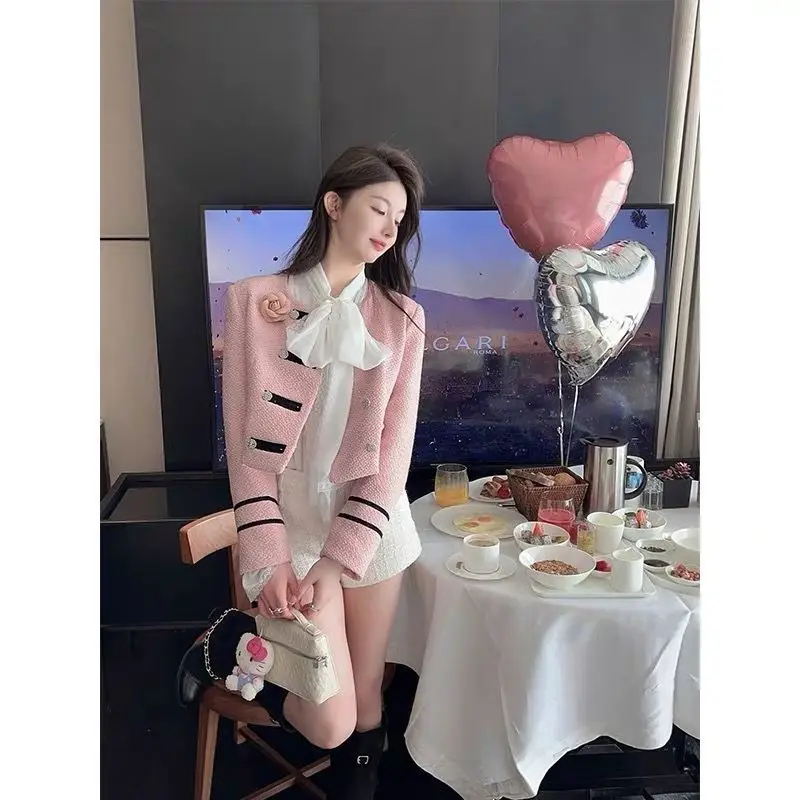 Pink Jacket Spring And Autumn 2025 New French High-End Short Outcoat for Women Blazer Yellow Suit Jackets Fashion Top Trench Coa