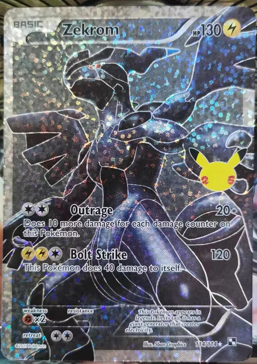 PTCG Zekrom Pokemon Card Pikachu 25th Anniversary Celebration DIY Game  Collection Card Flash Card| | - AliExpress
