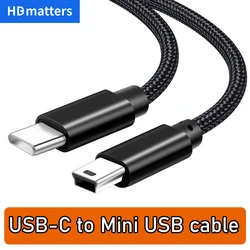 Premium Braided USB-C to Mini-USB 5-Pin OTG Charging and Sync Data Cable - 0.25m (Check note)