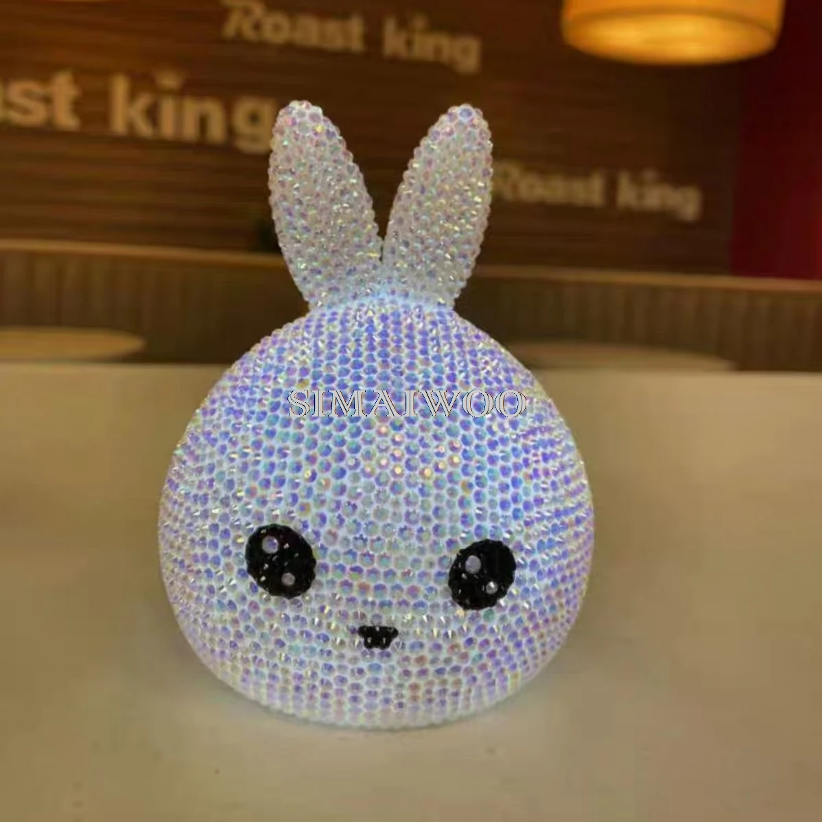 DIY Strass Kaninchen Nacht lampe bling-bling Tiers tatue glänzenden Kristall Home Ausstellung Handwerk Kreuz stich Luxus Kind Geschenk – Detail 5