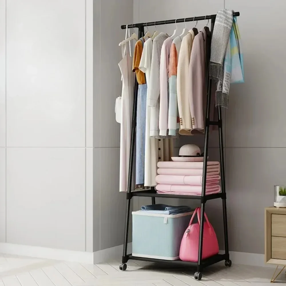 Triangle Coat and Hat Rack with Wheels Floor Standing Multi-layer Storage Rack Simple Modern Space Saving Hanging Clothes Stand clothes rack