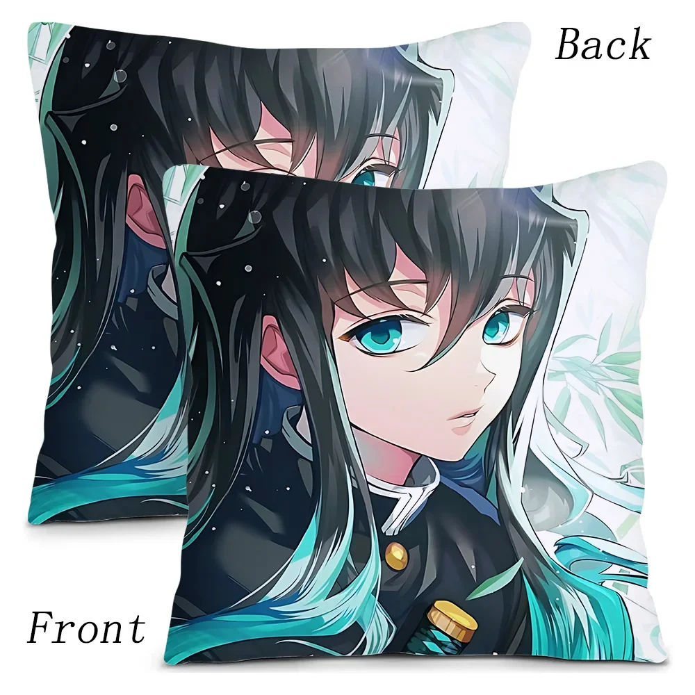 Muichiro Tokito Anime Pillow Covers Cartoon Sofa Decorative Home Double-sided Printing Short Plush Cute Cushion Cover