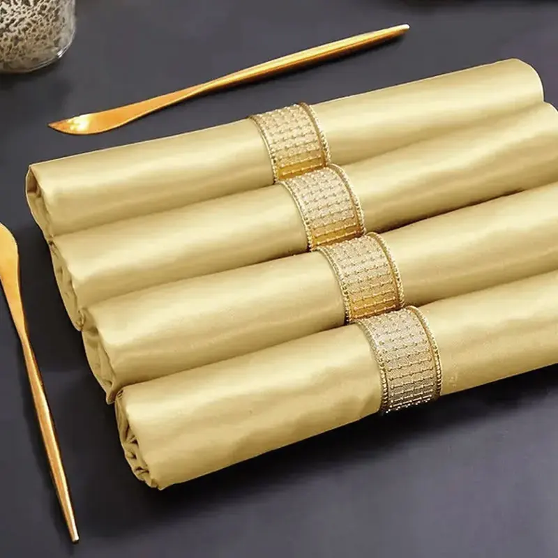 Set Of 6 40x40cm Table Cloth Napkins Durable Satin Polyester Thicken Placemat Reusable for Kitchen Dining  Wedding Decoration