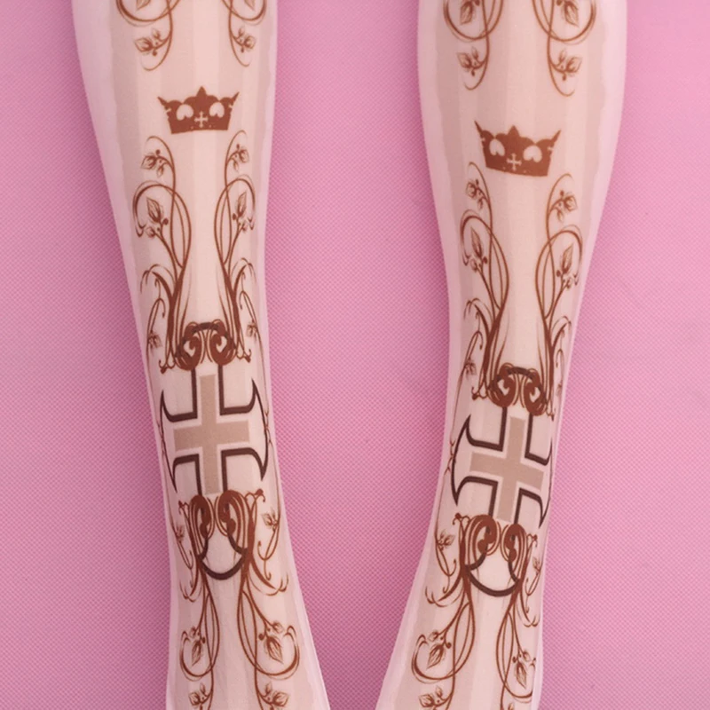 Lolita Velvet Stockings Women Sweet Princess Over The Knee Cospaly Alice Japanese Girl Love Bow Print Pink Thigh Silk Stockings