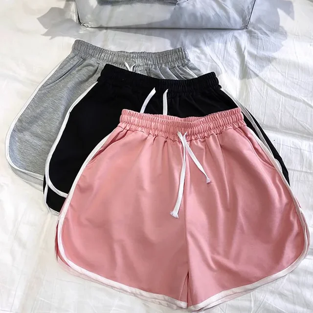 Summer Girls Comfortable Loose Fit Short Pants Women Drawstring High Waist Solid Joggers Lady Ins Fashion Casual Shorts