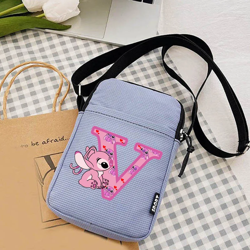 Stitch A-Z 26 English Letters Women Shoulder Bag Canvas School Students Mobile Phone Bags