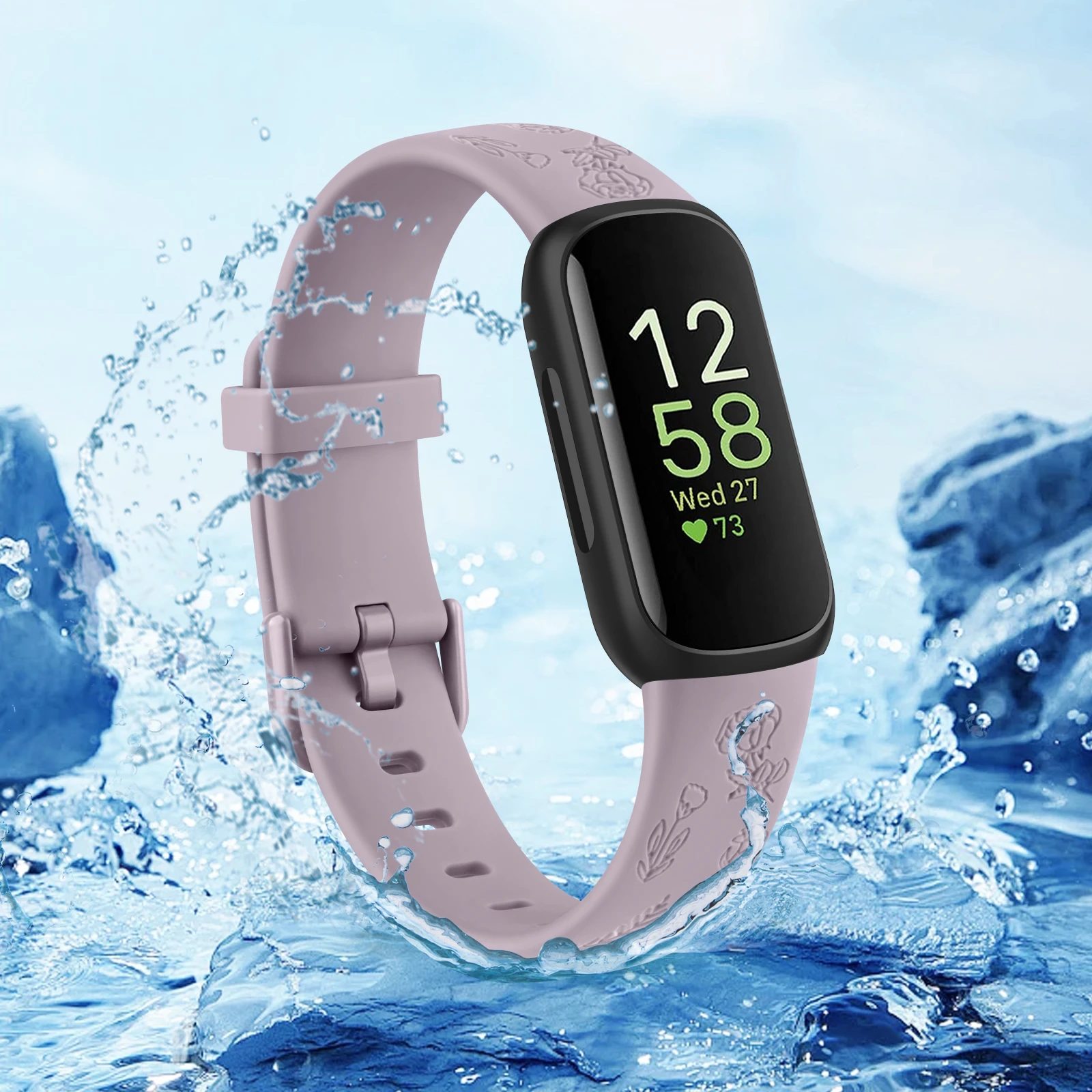 Engraved Soft TPU Adjustable Sport Watchband Replacement Strap Bracelet