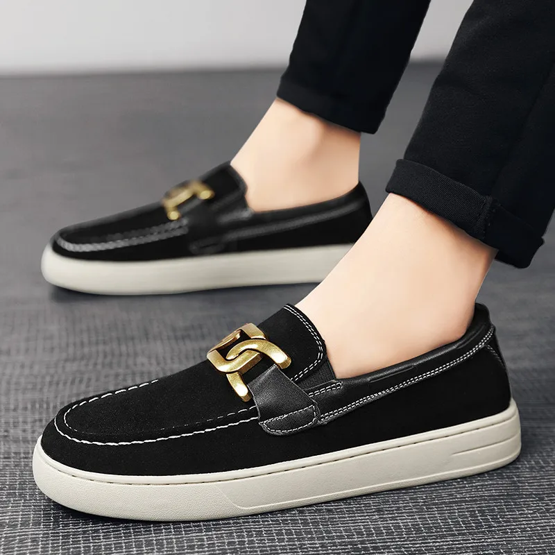 Black Loafers Shoes For Men Luxury Slip-on Shoes Men Unisex Breathable Casual Leather Shoes Man Driving Shoes Zapatos Hombre 3