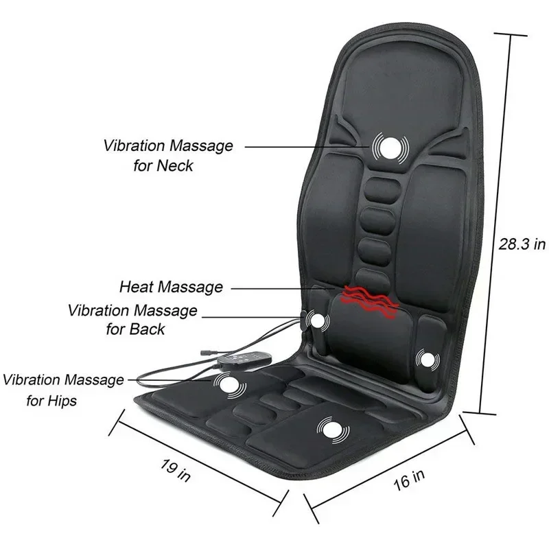 Electric Portable Heating Vibrating Back Massager Chair In Cussion Car Home Office Lumbar Neck Mattress Pain Relief Mat 6
