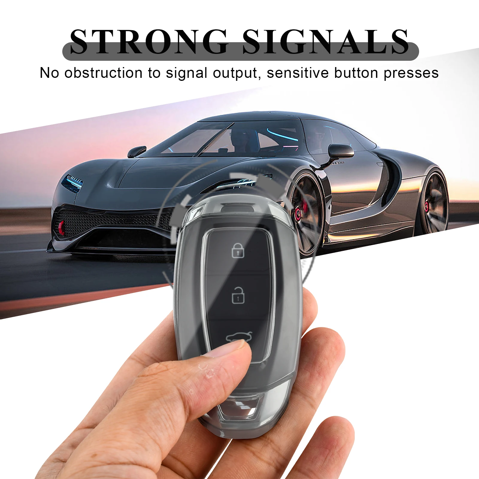 Transparent Car Key Holder with Keychain
