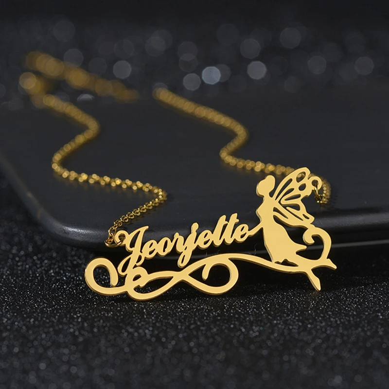 Personalized Stainless Steel Custom Name Necklaces for Women Necklace Stethoscope Letter Heart Butterfly Pendant Jewelry Gift