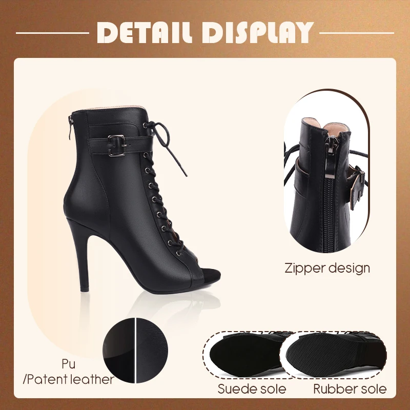 Women's Jazz Dance Shoes Girls Open-toed Strappy Sandals High-heeled Fish Mouth Latin Salsa Tango Heels Dance Boots