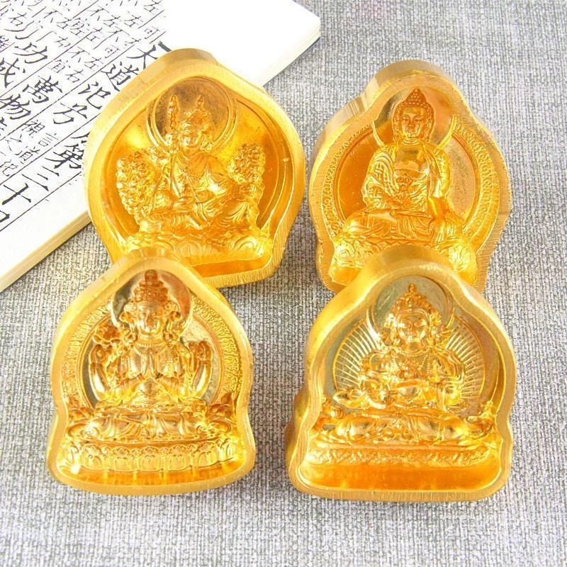 Miniature 3D Buddhist Figures Making Molds, Yellow Tantric Casting Tools, Variety Shapes, DIY Mold Crafts, Buddhism Supplies