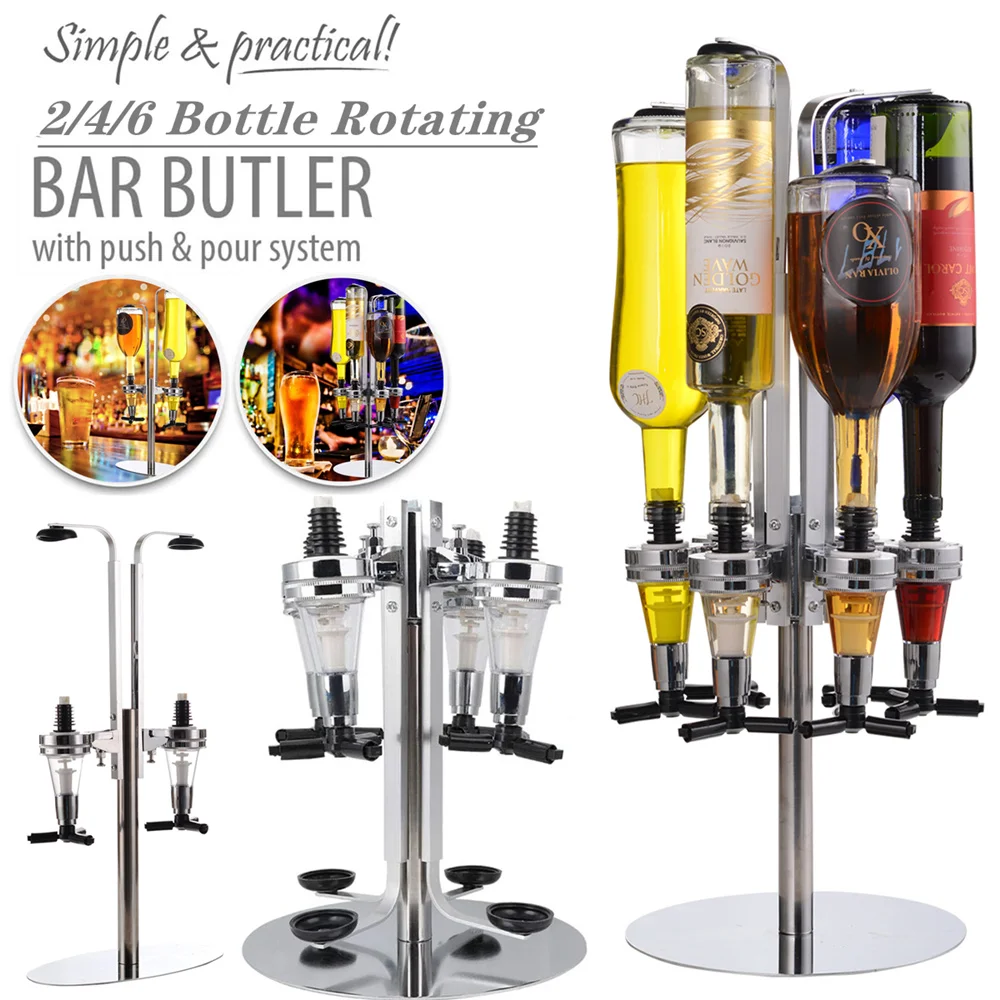 2/4/6-Bottle Liquor Dispenser Rotatable Bar Tool Alcohol Drink Bottle Wine Rack 2-6 Head Rotating Bar Beverage