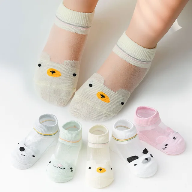 5 Pairs/lot 0-12Y Children Ultrathin Mesh Socks Baby Boys Girls Summer Cute Cotton Breathable Thin Soft Boat Socks Kids Socks A03-XXJL