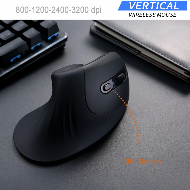 Rato Vertical Ergonômico 2.4ghz sem Fio Recarregável Gaming Mause Ratos Usb Óptico com Fio Mouse para Computador Portátil Computador Computador Escritório