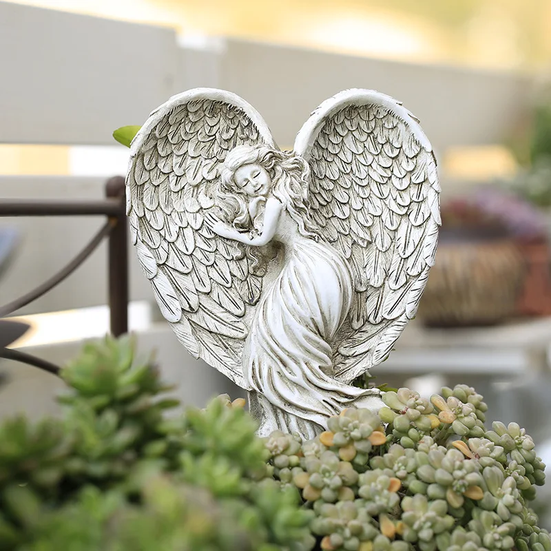 

Ornaments new angel girl plug-in garden resin flower ornaments micro landscape garden statues