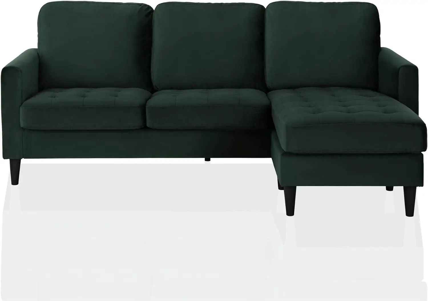 

CosmoLiving by Cosmopolitan Strummer Modern Reversible Sectional Couch Upholstered in Green Velvet Fabric with Floating Ottoman