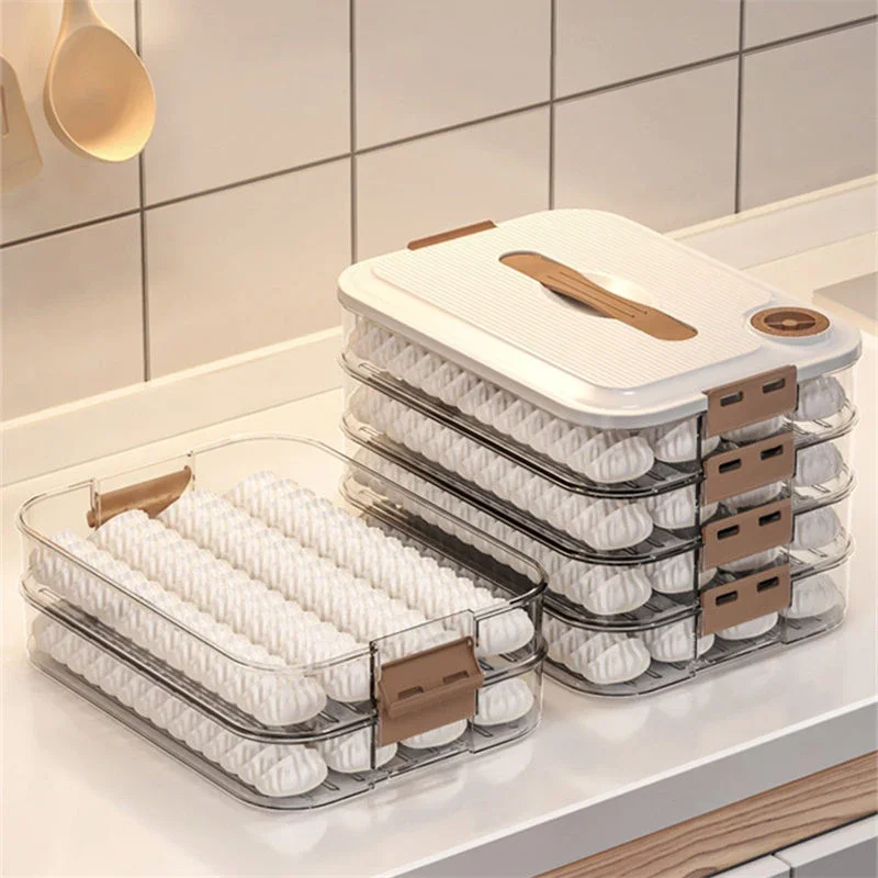 

Kitchen Storage Container Dumpling Box Refrigerator Transparent Food Keep Fresh Box Multi-Layer Organizer Sealed Dumpling Box