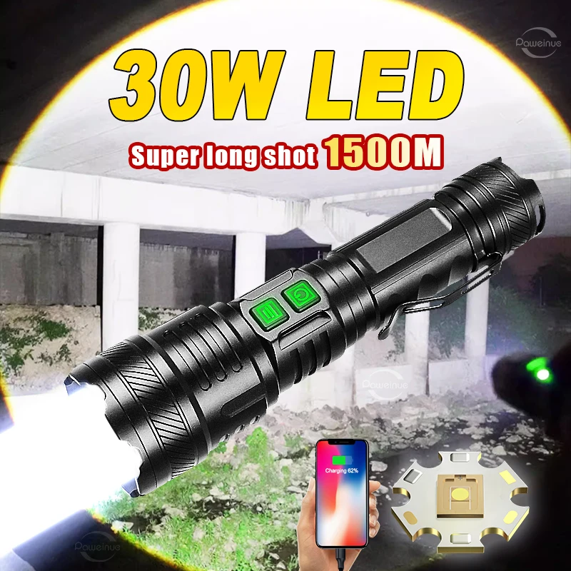 

White Laser 1500 Meters High Power Led Flashlights Pen Holder Camping Torch Lantern Rechargeable Led Head Flashlight Work light