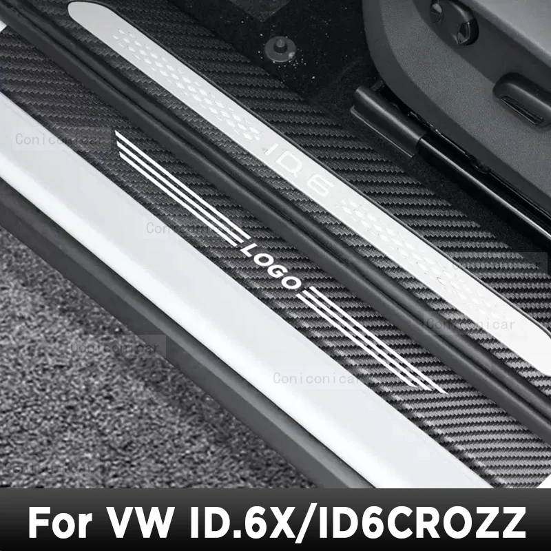 

Накладка на дверные пороги для VW ID.6X ID6CROZZ, протектор порога из полиуретана, имитация интерьера, наклейка из углеродного волокна, аксессуары