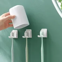 FaSoLa Toothbrush Holder Tooth Cup And Toothbrush Storage Rack, Wall-Mounted, Hole-Free Drilling Bathroom Toilet Toothbrush Rack 1