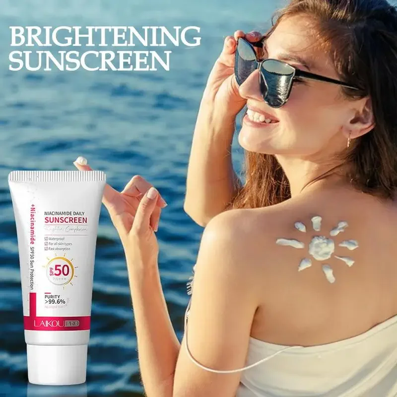 LAIKOU Niacinamide Sunscreen Facial Body Solar Sun Blocker SPF50+ Refreshing Waterproof UV Concealer Moisturizing Brightening