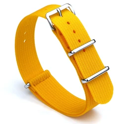 Ribbed Nylon Ballistic Fabric Watch Strap - Premium Military - Grade Watchband Accessories - 22mm (YELLOW)