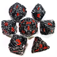 DnD Metal Dice Set - Hollow Skull Black Zinc Alloy 7pc Polyhedral Dice for Dungeons and Dragons RPG Games 1