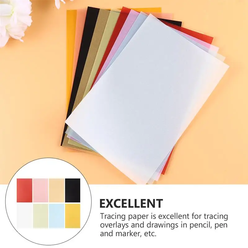 100pcs Color Vellum Paper Colored Translucent Sketching Paper Tracing Paper