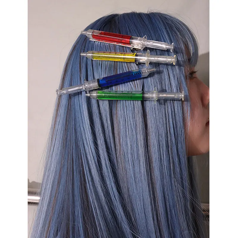 Harajuku Punk Syringe Bangs Side Clip Hair Clips For Women Funny