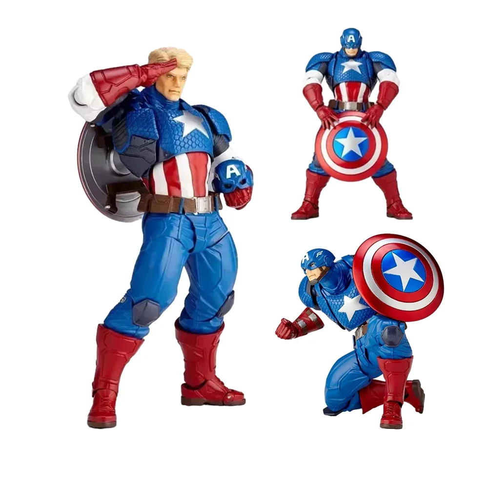 

Original 007 Captain America Figurine Kaiyodo Amazing Yamaguchi America Captain Action Figure Collection 17cm Model Toy Gift