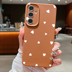White Love Hearts Phone Case - Elegant Protective Cover for Samsung Galaxy S24+ (A517 Brown)